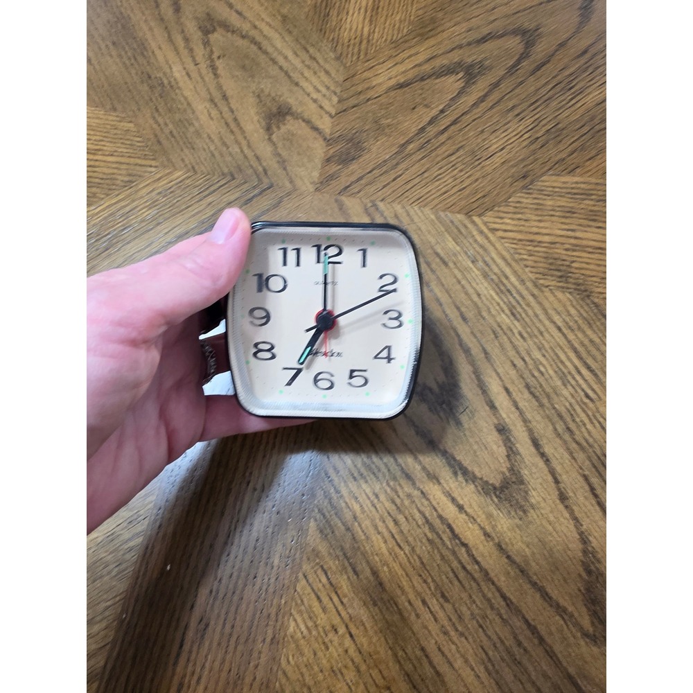 Westclox Vintage Quartz Alarm Clock Black Square Analog Travel Desk Timepiece